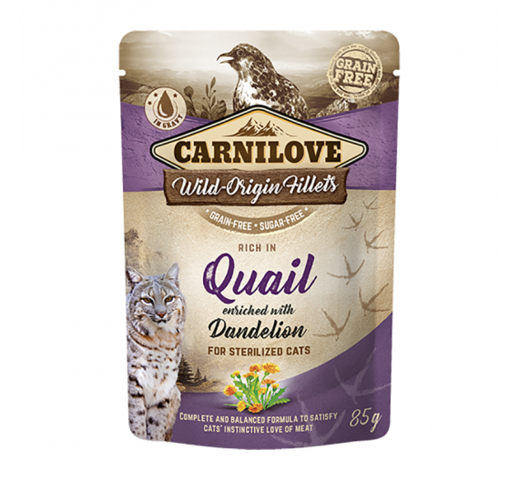 Carnilove Cat Φακελάκι Quail enriched with Dandelion 85gr