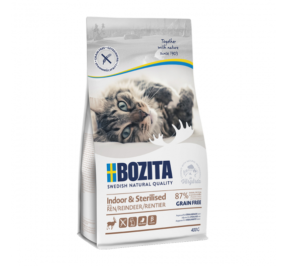 Bozita Indoor & Sterilised Τάρανδος Grain Free 400gr