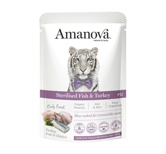 Amanova Cat Adult Sterilised Fish & Turkey 85gr Φακελάκι