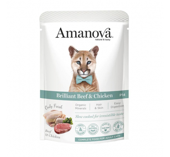 Amanova Cat Adult Brilliant Beef & Chicken 85gr Φακελάκι