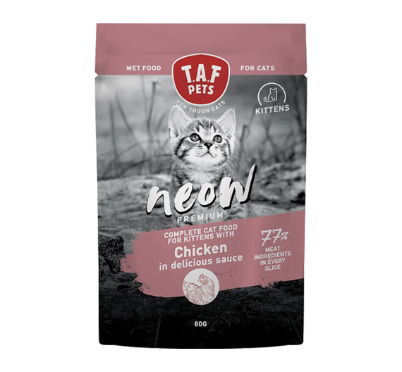 Taf Pets Neow Kitten Chicken 80gr Κομματάκια Κοτόπουλο σε Σάλτσα