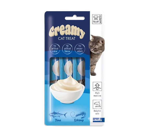 M-Pets Creamy Treats Tuna & Shrimp Κρέμα με Τόνο & Γαρίδες 60gr (4x15gr)