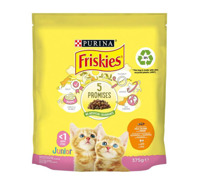 Friskies Cat Junior Κοτόπουλο, Γάλα & Λαχανικά 375gr