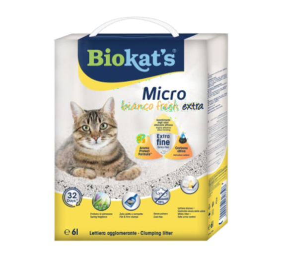 Biokat's Micro Extra Bianco Fresh 6L με Ενεργό Άνθρακα & Άρωμα Άνοιξης σε Κουτί