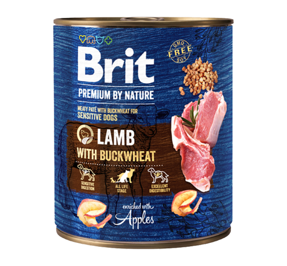 Brit Premium By Nature Dog Cans Lamb With Buckwheat 800gr