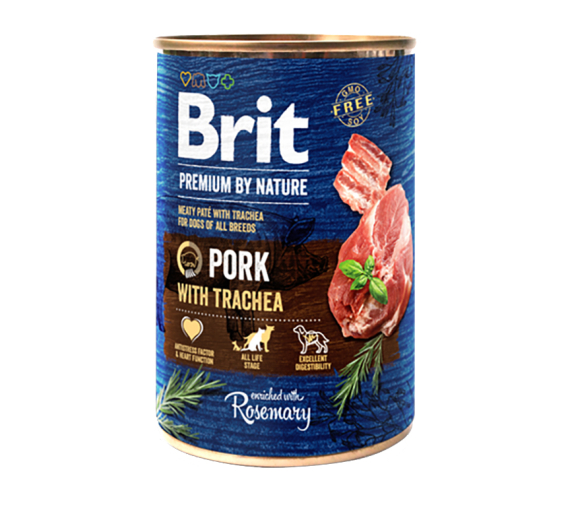 Brit Premium By Nature Dog Cans Pork With Trachea 400gr