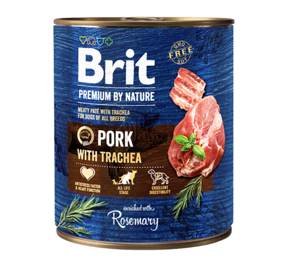 Brit Premium By Nature Dog Cans Pork With Trachea 800gr