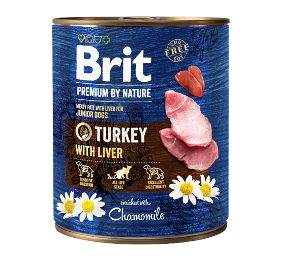 Brit Premium By Nature Puppy Cans Turkey With Liver 800gr