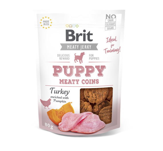 Brit Dog Snack Jerky Puppy Turkey Meaty Coins 80gr