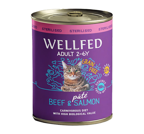 Wellfed Sterilised Beef & Salmon 800gr