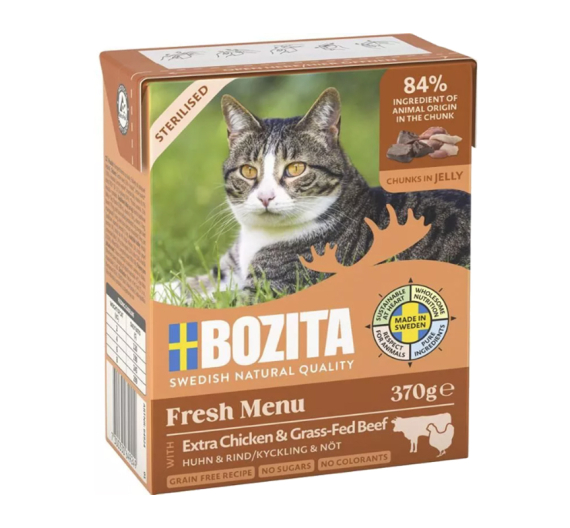 Bozita Tetrapack Sterilised Extra Κοτόπουλο & Βοδινό σε Ζελέ 6x370gr