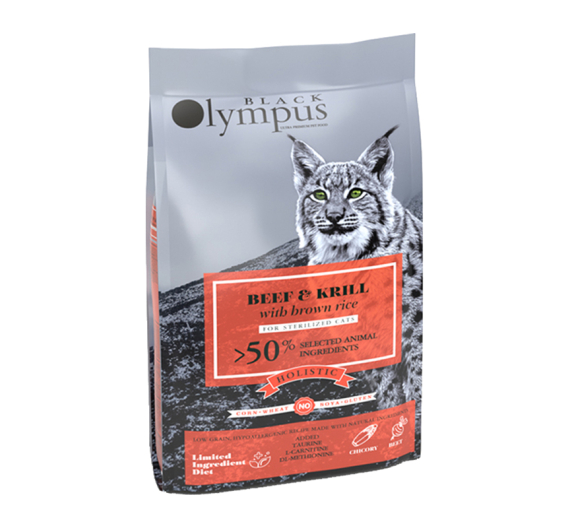 Black Olympus Low Grain Cat Sterilized Beef & Krill 1.5kg