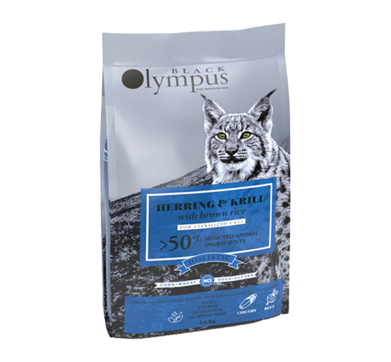 Black Olympus Low Grain Cat Sterilized Herring & Krill 1.5kg