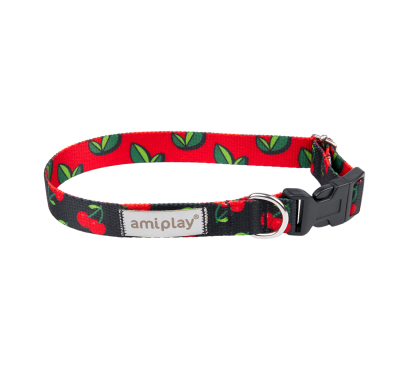 Amiplay Be Happy Collar Περιλαίμιο-Κολάρο Σκύλου Cherry