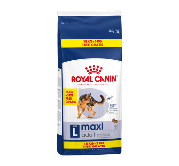 Royal Canin Maxi Adult 15kg + 3kg ΔΩΡΟ