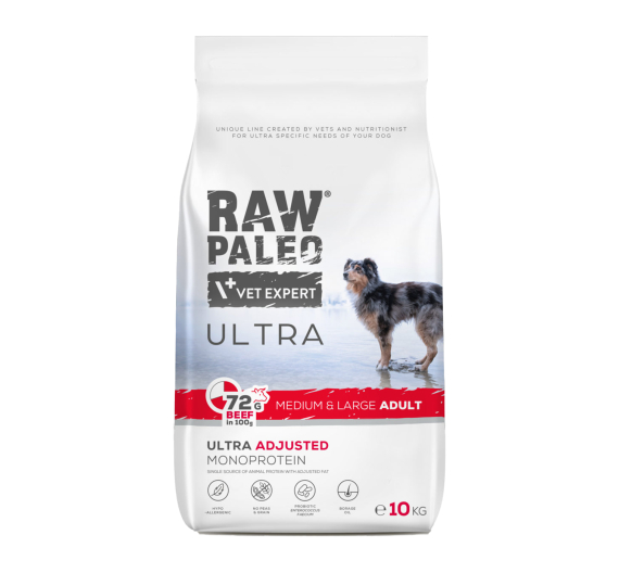 Vet Expert Raw Paleo Adult Μedium & Large Beef 10kg