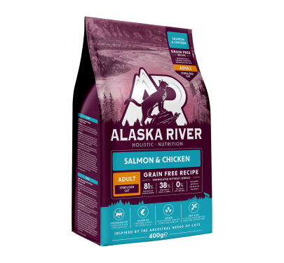 Alaska River Grain Free Cat Adult Sterilised Chicken & Salmon 400gr