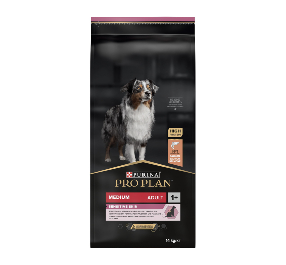 Purina Pro Plan Medium Adult Sensitive Skin Σολομός 14kg + 3kg ΔΩΡΟ