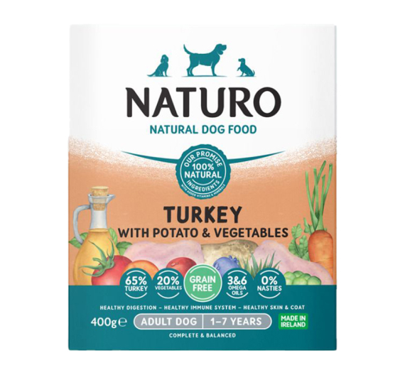 Naturo Grain Free Turkey, Potato & Veggies 400gr