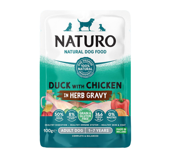 Naturo Adult Grain Free Duck & Chicken in Herb Gravy 100gr