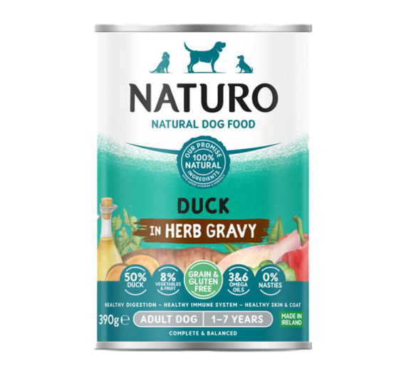 Naturo Adult Grain Free Duck, Veggies & Fruits in Herb Gravy 390gr