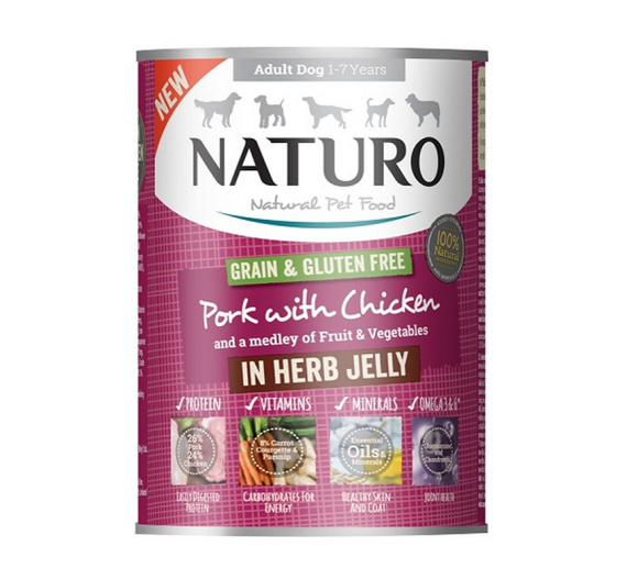 Naturo Adult Grain Free Pork & Chicken in Herb Jelly 390gr