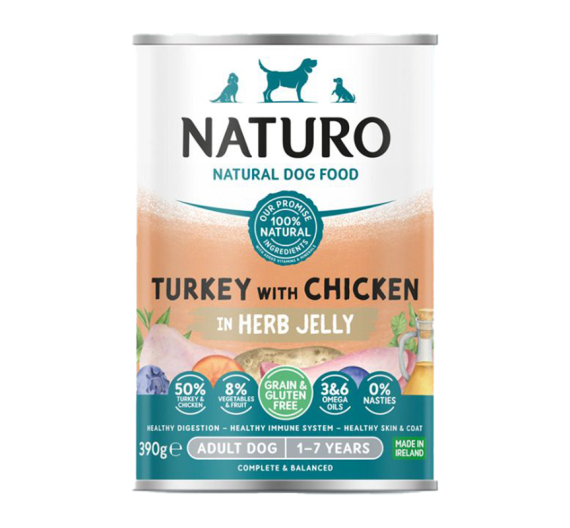 Naturo Adult Grain Free Turkey & Chicken in Herb Jelly 390gr