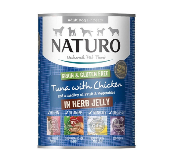 Naturo Adult Grain Free Tuna & Chicken in Herb Jelly 390gr