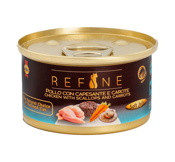 Refine Cat Sterilised Κοτόπουλο με Χτένια & Καρότα 85gr