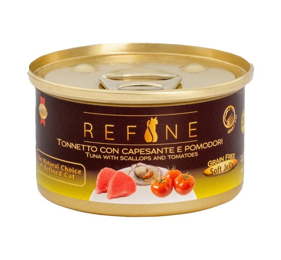 Refine Cat Τόνος με Χτένια & Ντομάτες 80gr