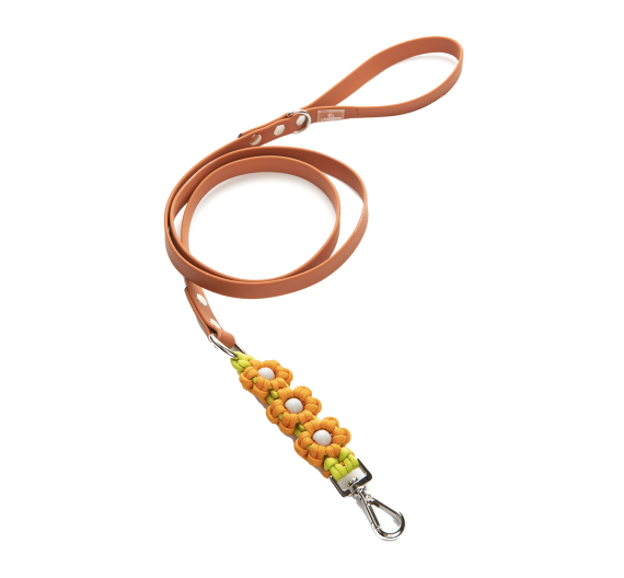 Unicord Χειροποίητος Οδηγός Blossom Leash Μανταρινί-Lime-Γκρι Πούλια έως 25kg