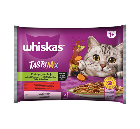 Whiskas Tasty Mix Multipack Επιλογές του Σεφ σε Σάλτσα 4x85gr