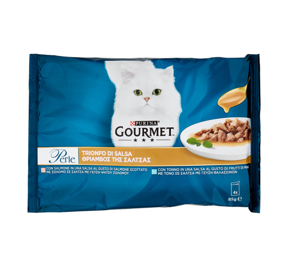 Gourmet Perle "Θρίαμβος της Σάλτσας" Σολομός & Τόνος 4x85gr